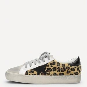 Leopard Print Calf Hair Star Sneakers